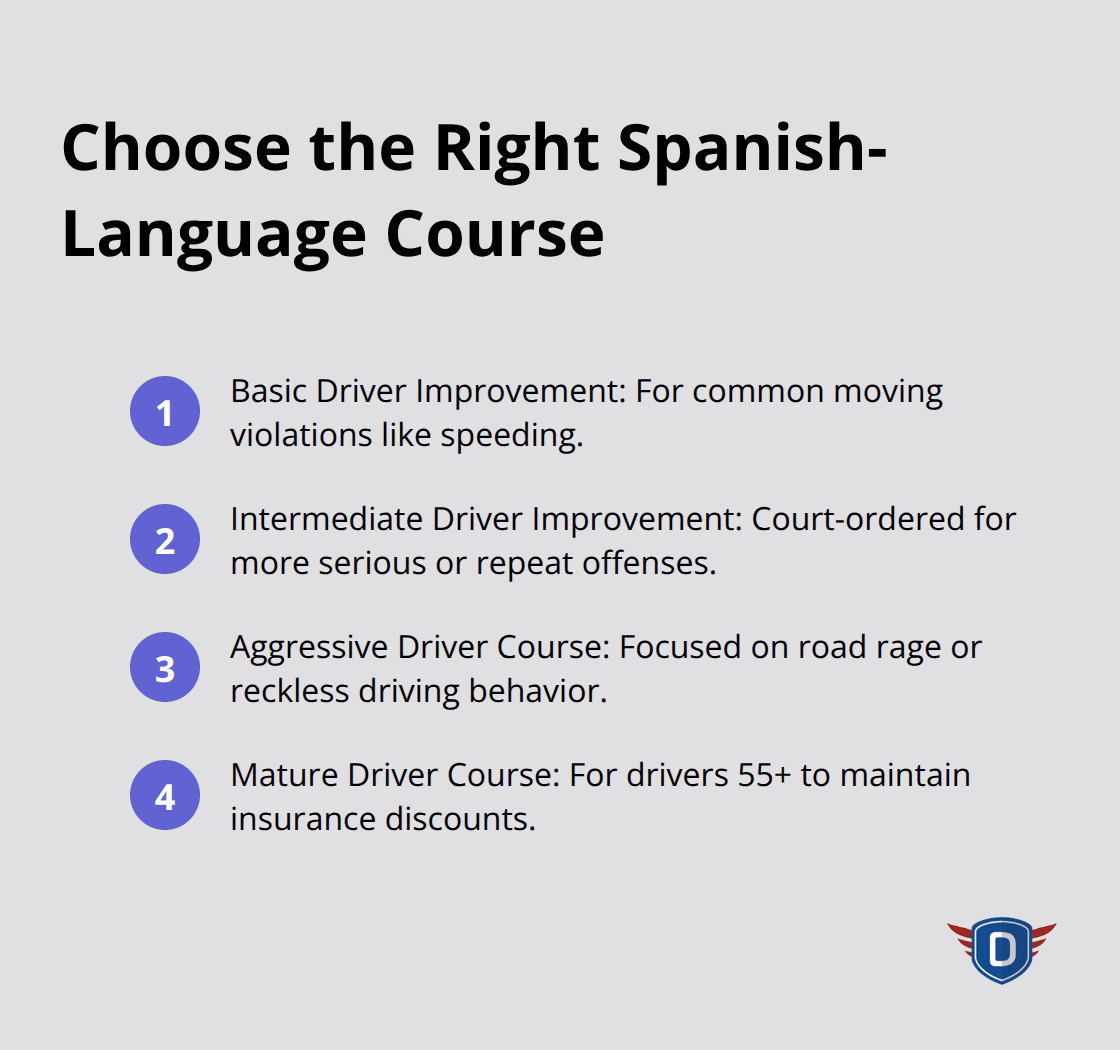 Quick guide to match your situation with the correct Florida traffic school course - Online traffic school Spanish