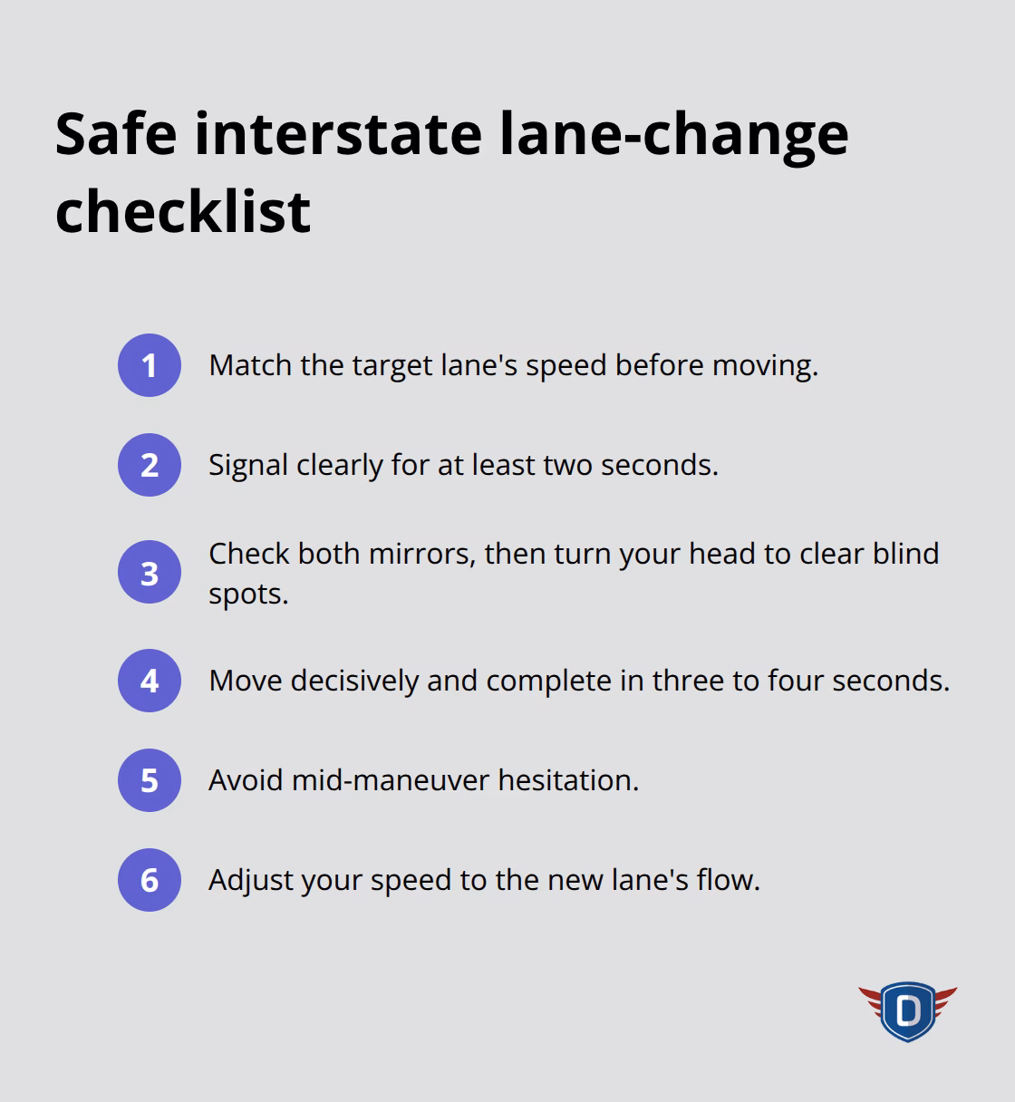 Step-by-step checklist for a decisive, safe lane change - Defensive highway merging