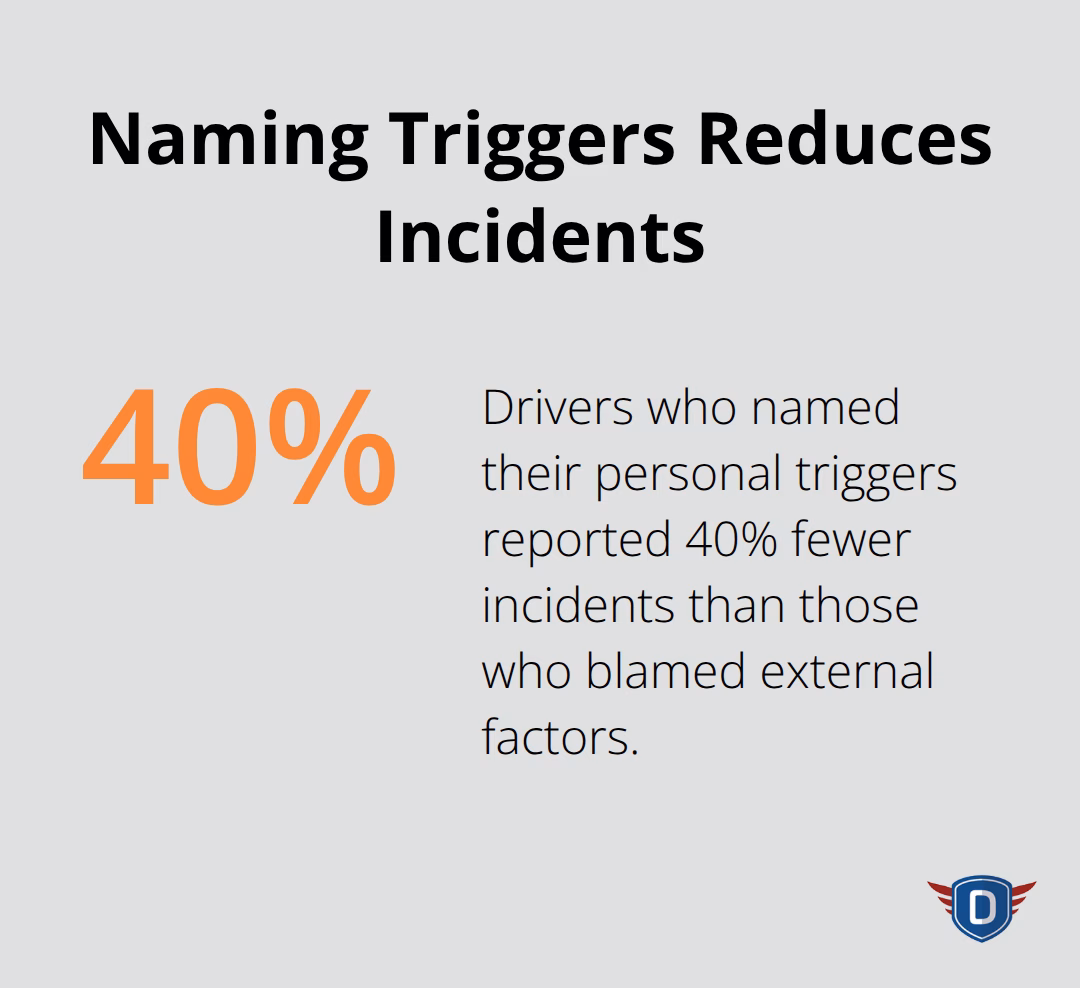 Percentage reduction in incidents when drivers identify personal triggers
