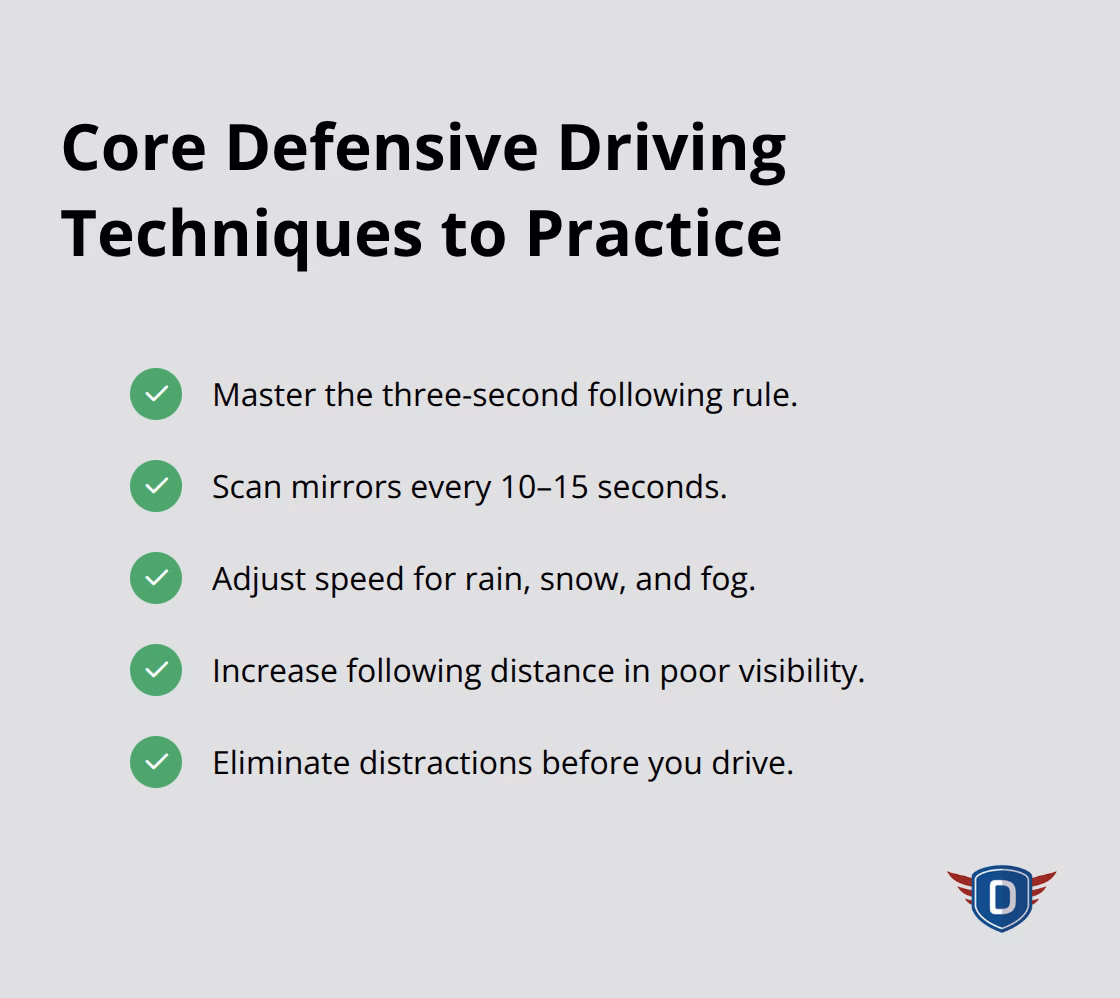 Checklist of key defensive driving techniques for everyday use - Benefits of Defensive Driving
