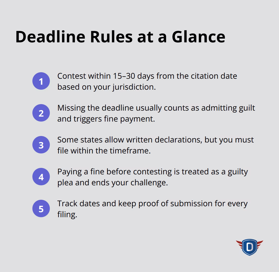 Quick list of must-know traffic ticket deadlines and consequences in the U.S. - contesting a traffic citation