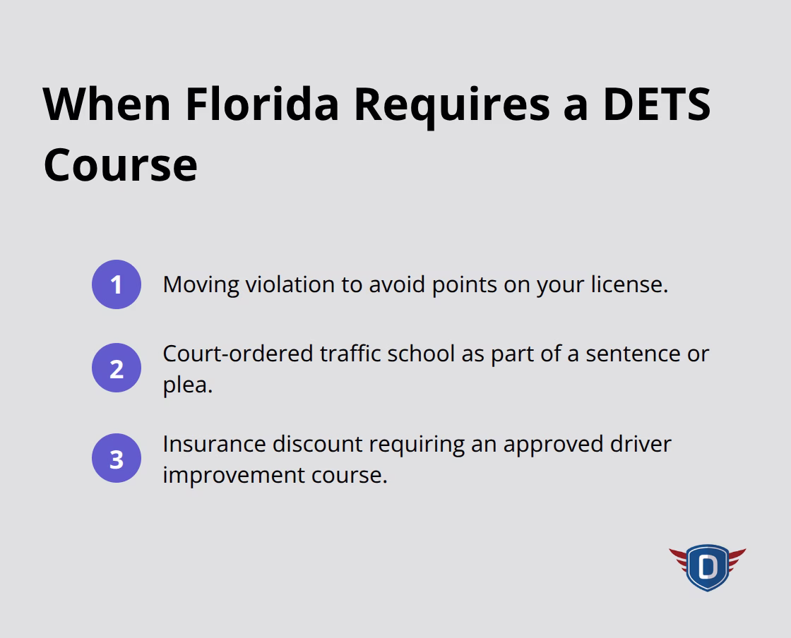 Three situations when Florida drivers must or should enroll in a DETS course