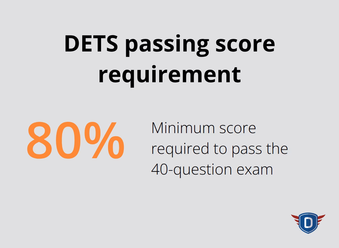 Minimum passing threshold for the DETS final exam - DETS course overview
