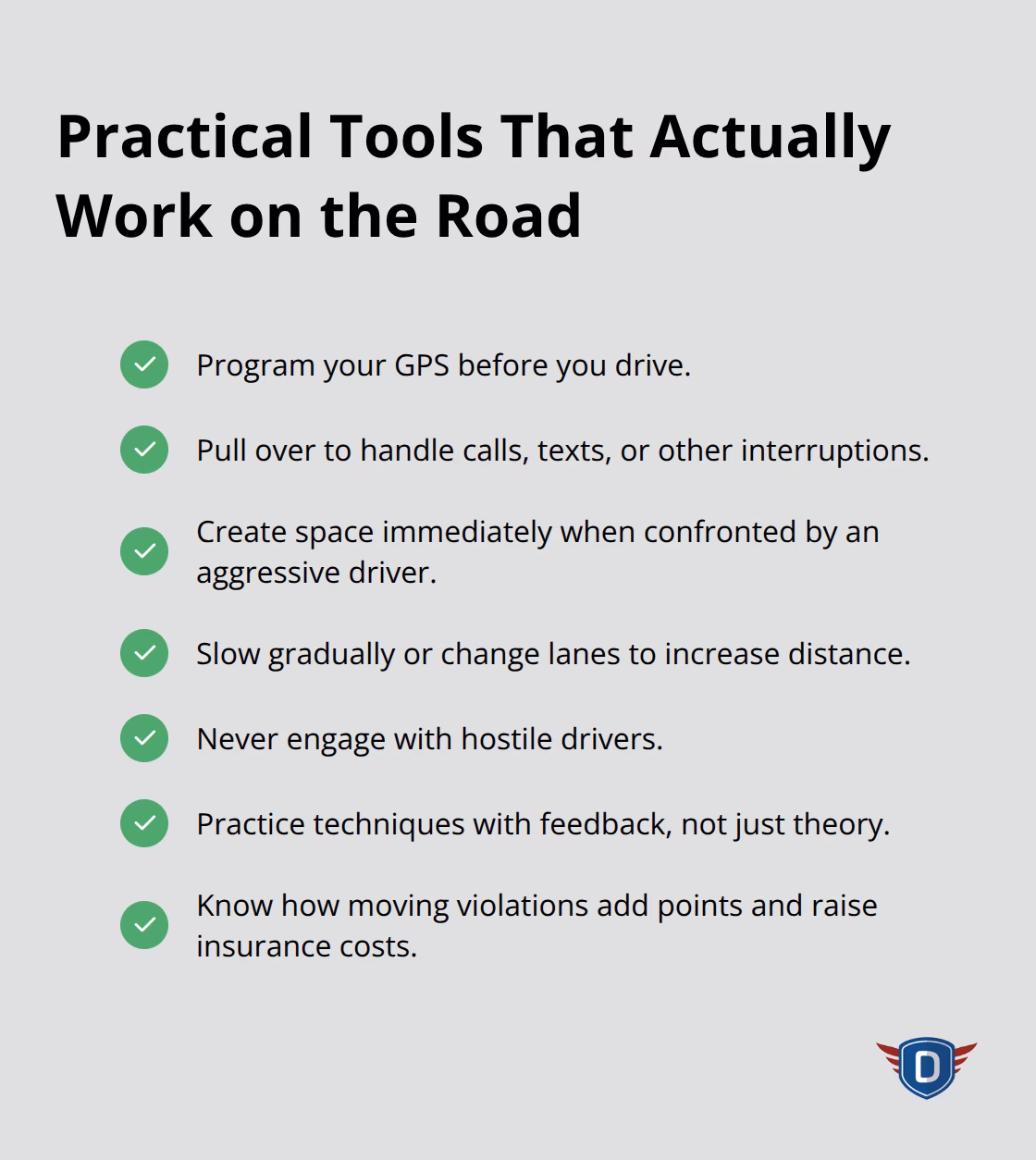Checklist of actionable strategies to reduce distraction and de-escalate aggression