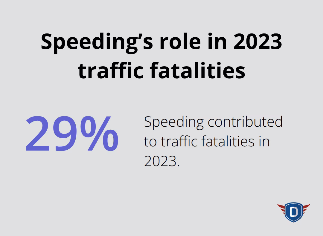 Visualization showing that speeding contributed to 29% of U.S. traffic fatalities in 2023. - driver safety meeting topics