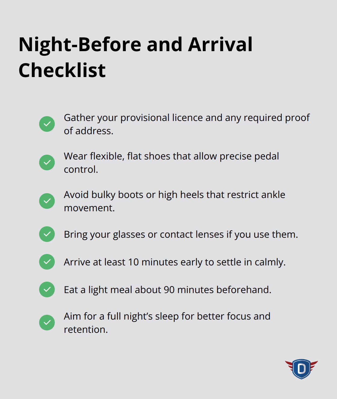 Checklist of what to prepare and bring so your first driving lesson runs smoothly. - first driving lesson duration