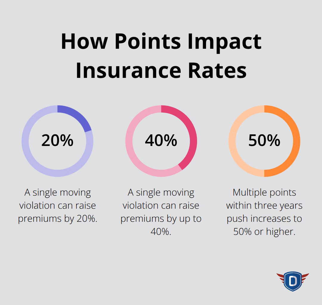 Percentage increases in auto insurance from violations - Florida license suspension