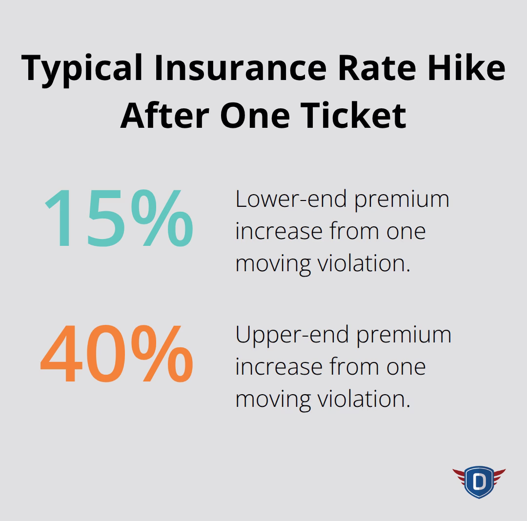 Percentage increase in auto insurance premiums after a single moving violation - Florida traffic citation penalties