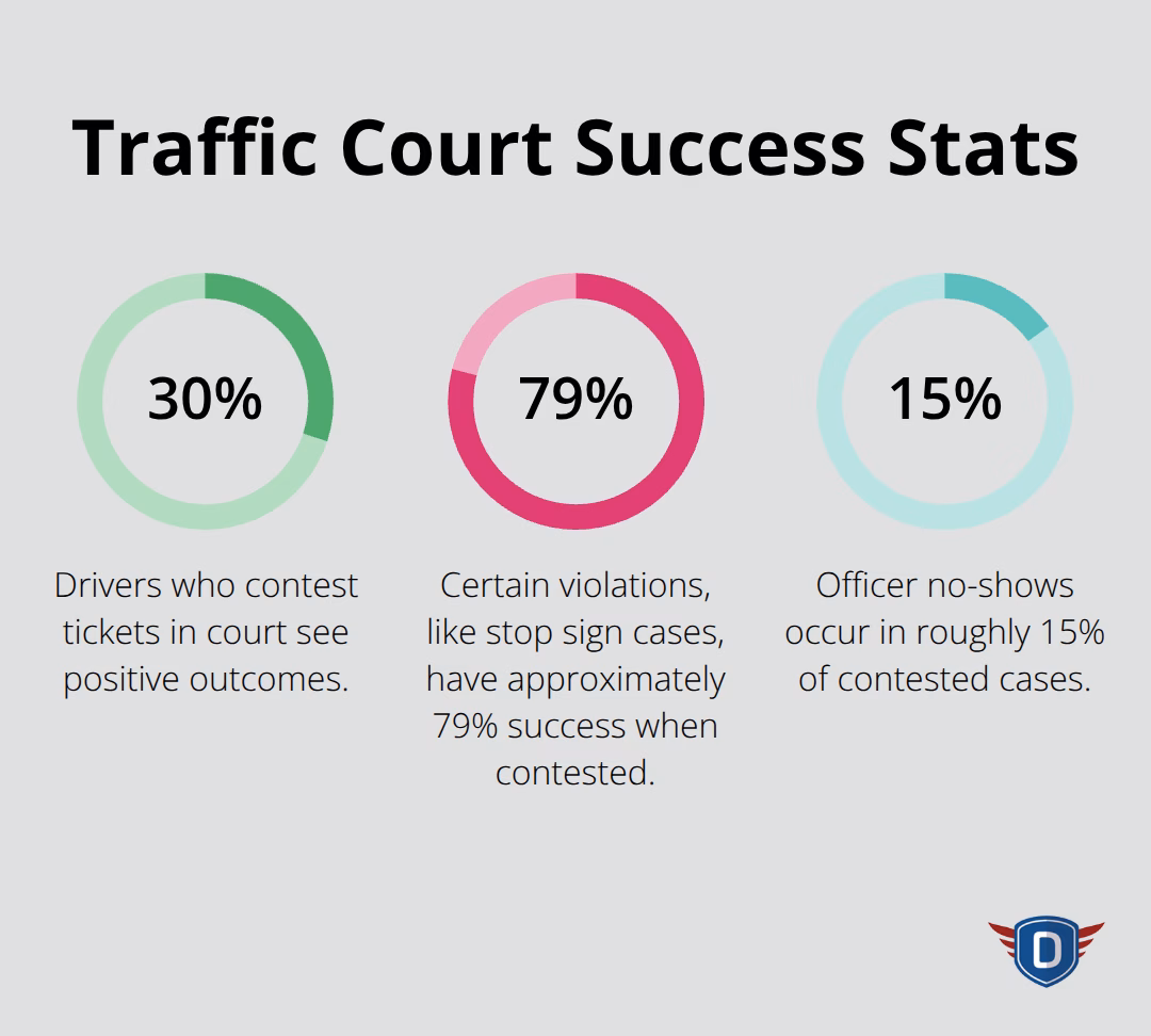 Key success percentages when contesting traffic tickets in U.S. traffic court - how to fight a speeding ticket