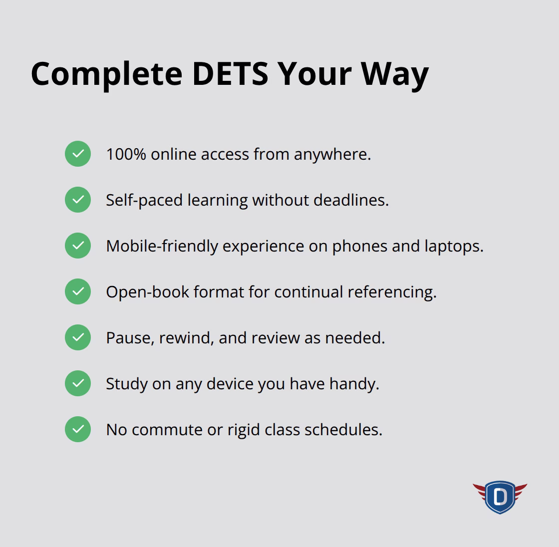 Flexible DETS course features you can rely on - DETS course overview