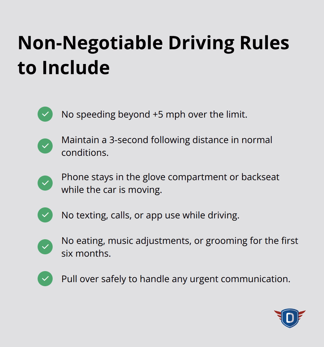 Checklist of clear, enforceable parent-teen driving rules - Parent teen driving guide