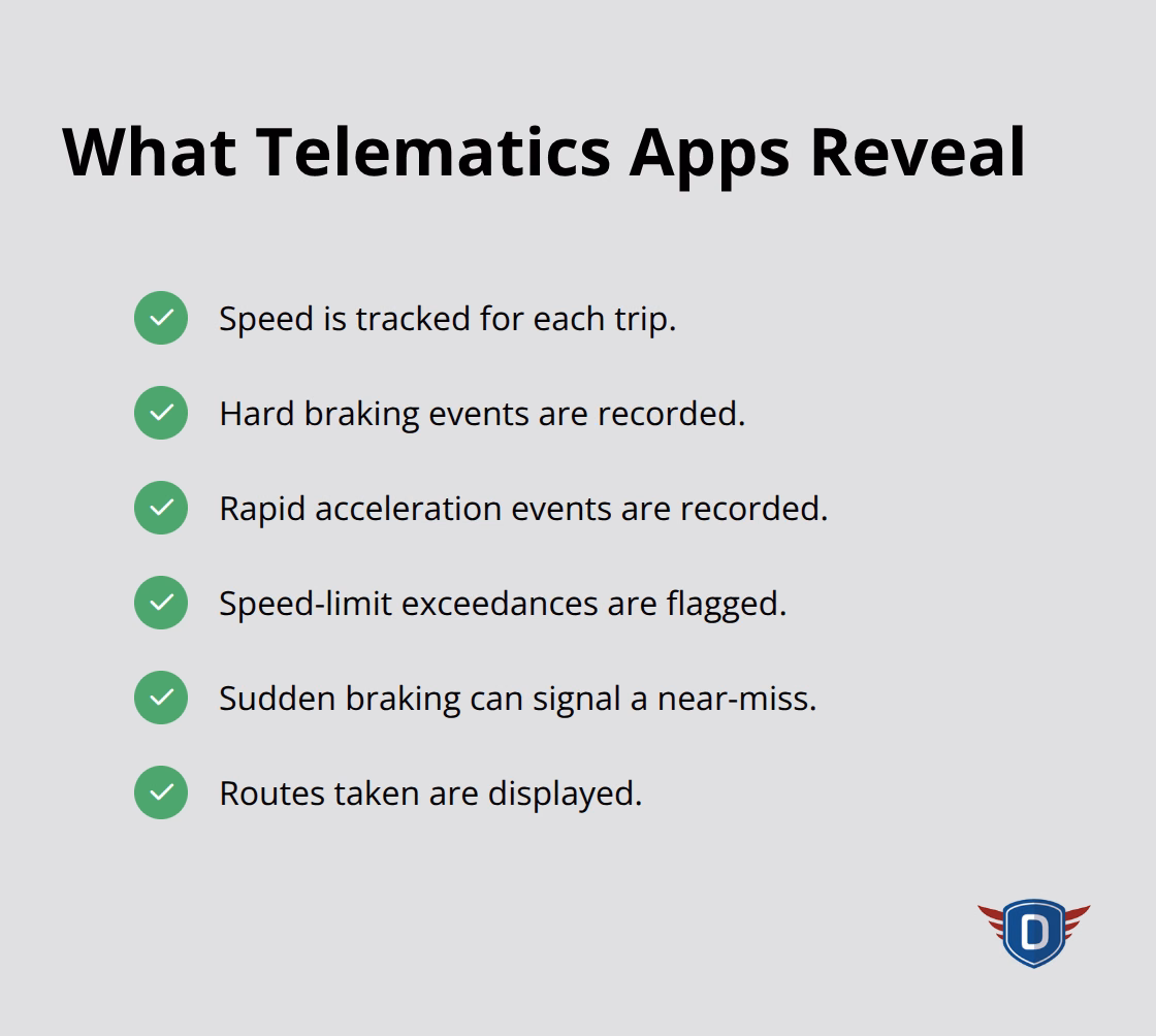 Data points parents can monitor with telematics apps to coach safer teen driving. - Parent teen driving tips