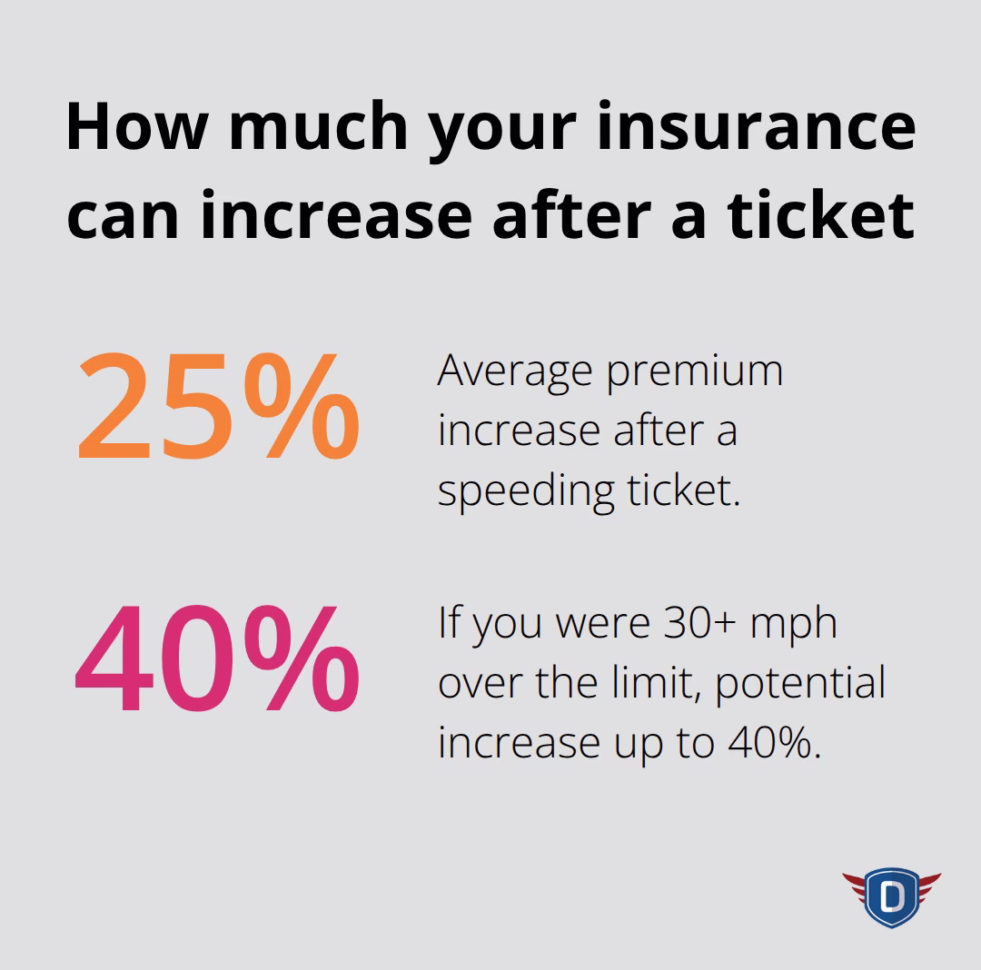 Percent increase in auto insurance premiums after speeding convictions