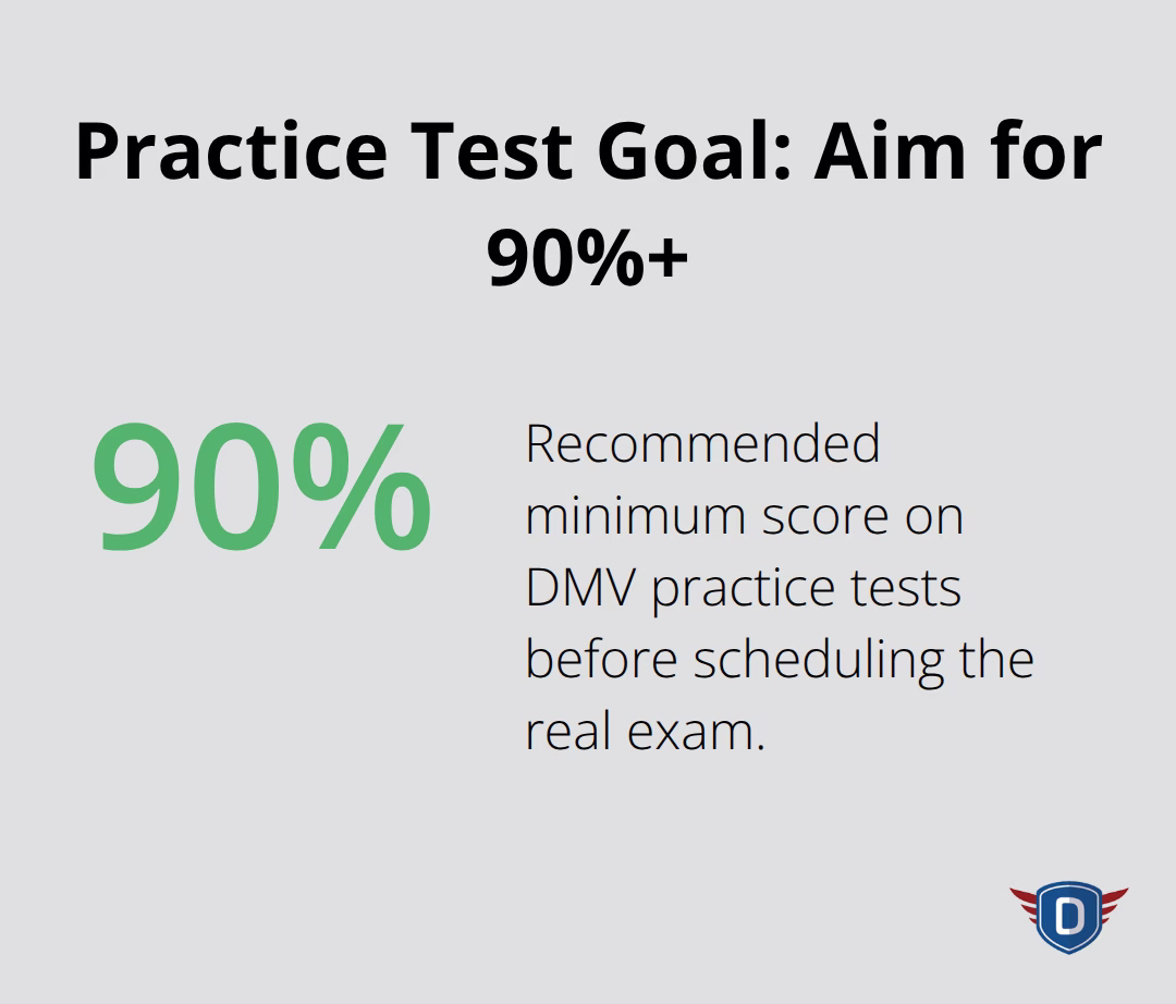 Target score recommendation for DMV practice exams before taking the real knowledge test - Teen driver readiness checklist